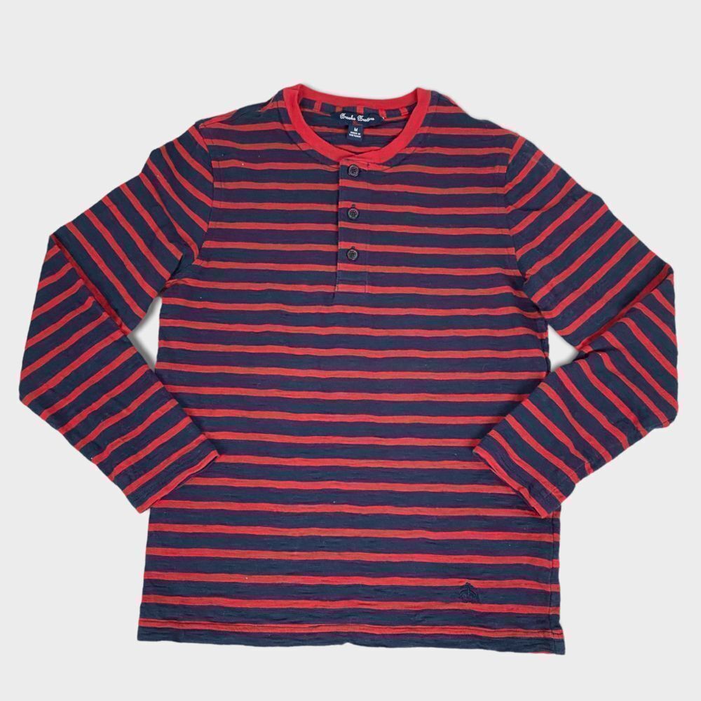 Brooks Brothers Fleece Boys size Medium Stripe Cotton Jersey Henley - Picture 2 of 10